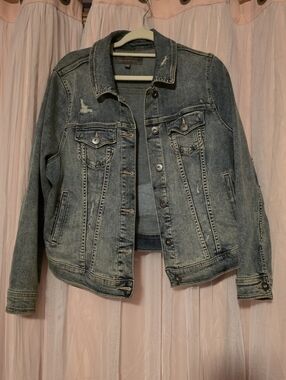 torrid Distressed Indigo Blue Denim Jacket 1